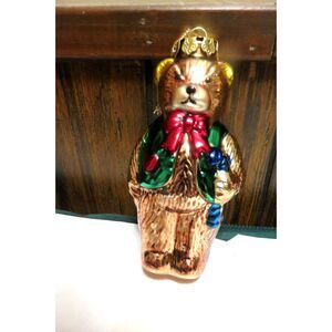 Vintage Blown Glass Vintage Teddy Bear Ornament Made in Taiwan